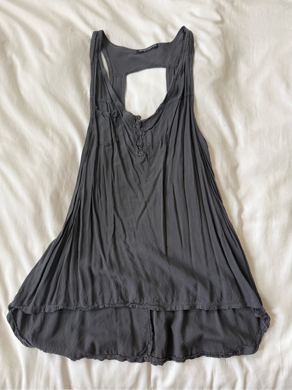 Brandy Melville Charcoal Gray Button-Front Racerback Flowy Tank